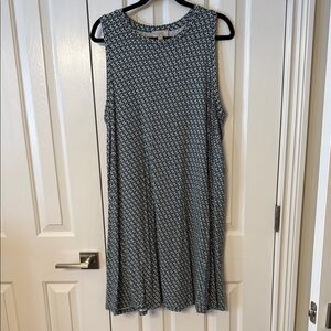 LOFT Black and White Patterned Midi Dress